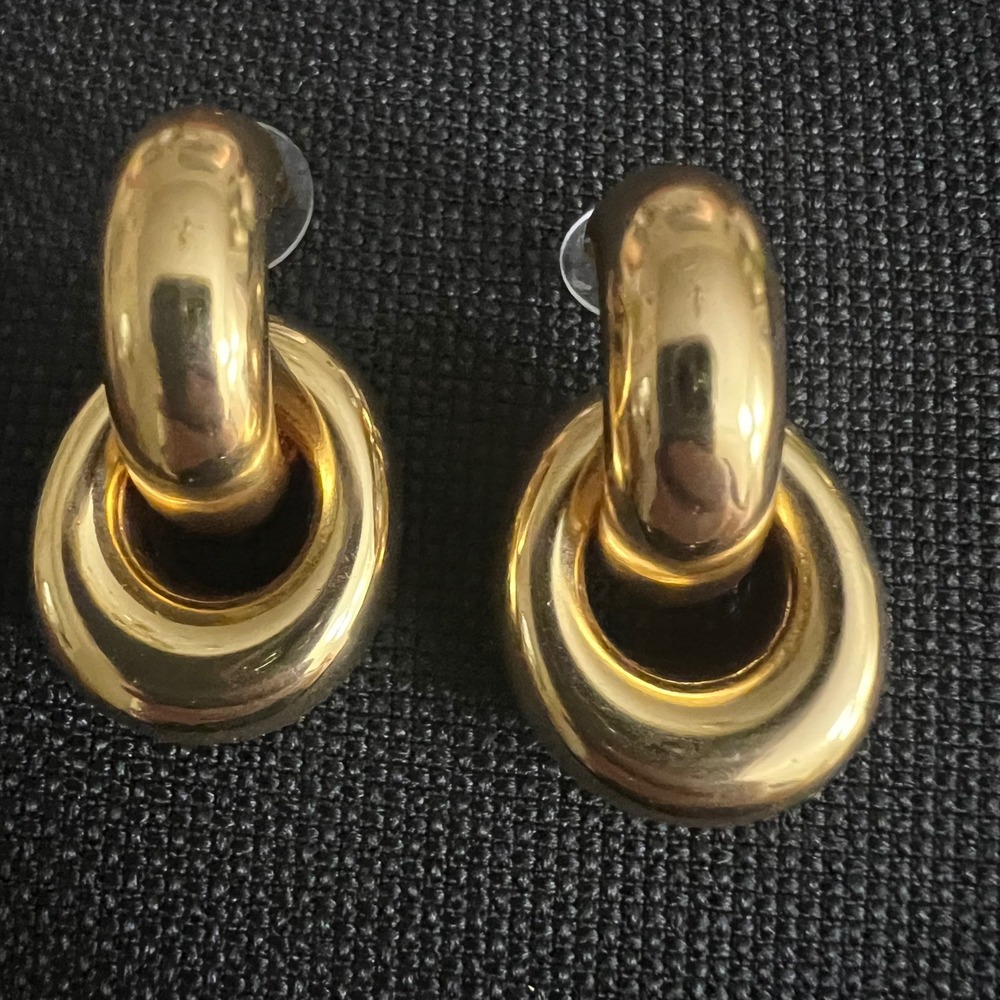 J.Crew Gold Tone Chunky Door Knocker Hoop Earrings Size One Size Old Money